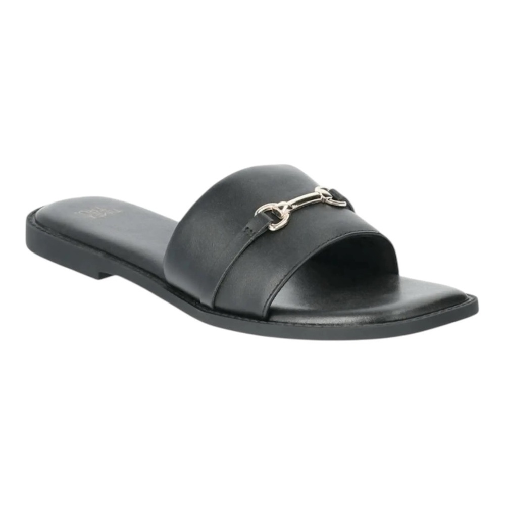 Time And True Black Buckle Sandals